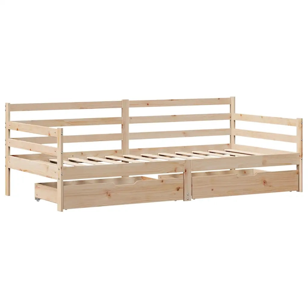 Dormeuse con Cassetti Bianca 80x200 cm Legno Massello di Pino