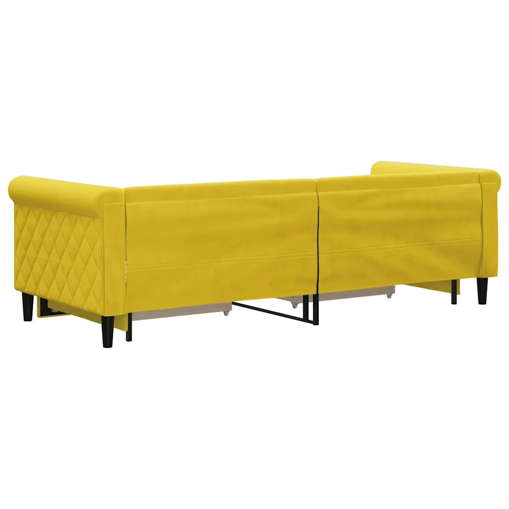Divano Letto Estraibile con Cassetti Giallo 80x200cm in Velluto 3197817