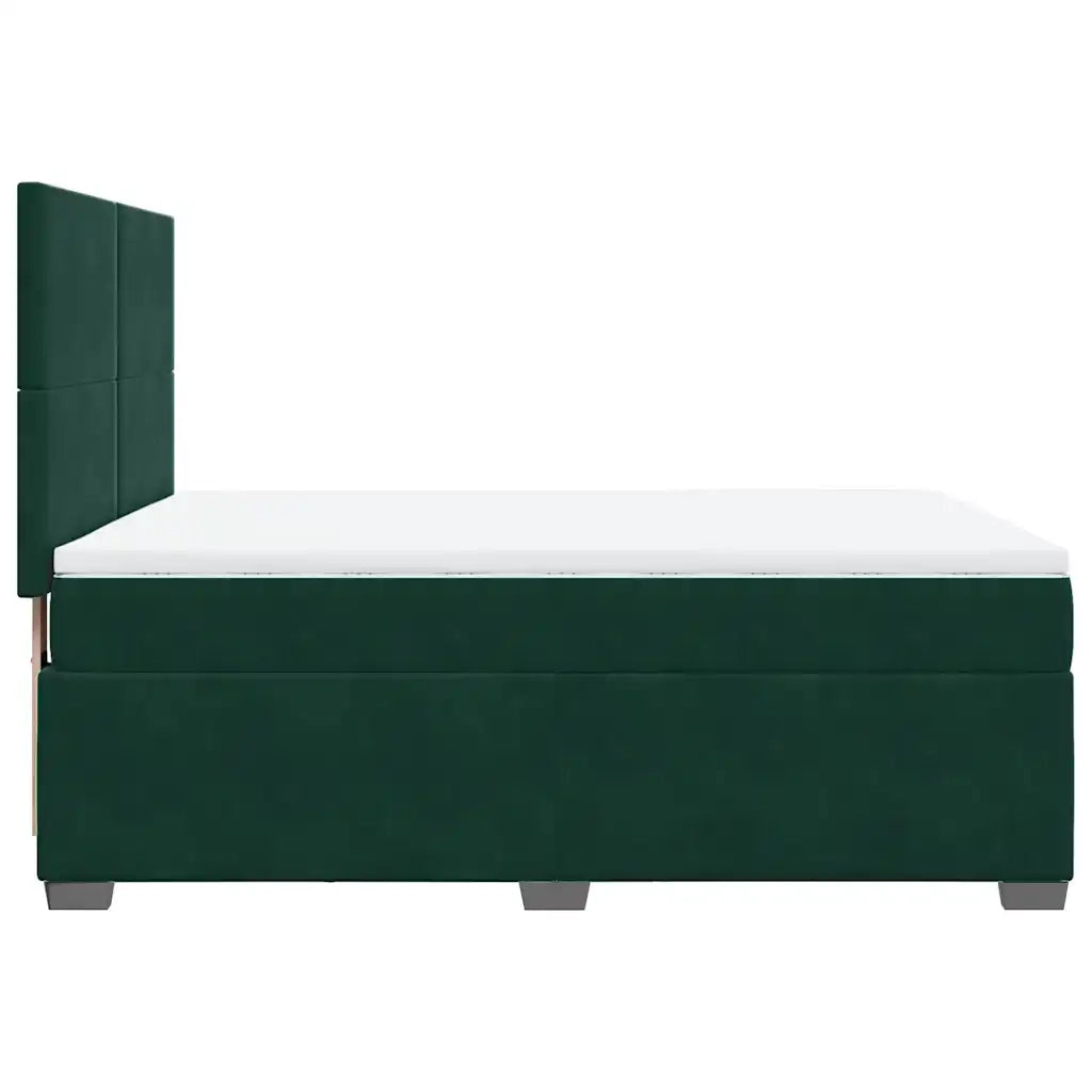 Giroletto a Molle con Materasso Verde Scuro 140x200 cm Velluto