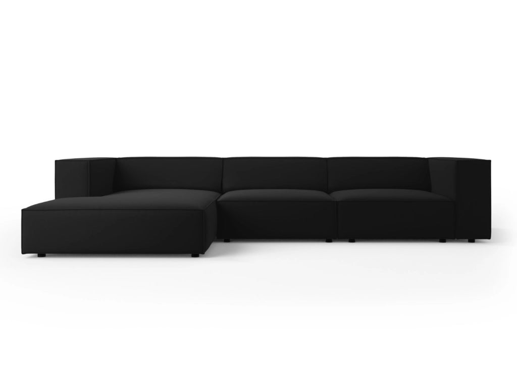 Cosmopolitan Design - Divano angolare sinistro "Arendal" 4 posti in velluto nero 