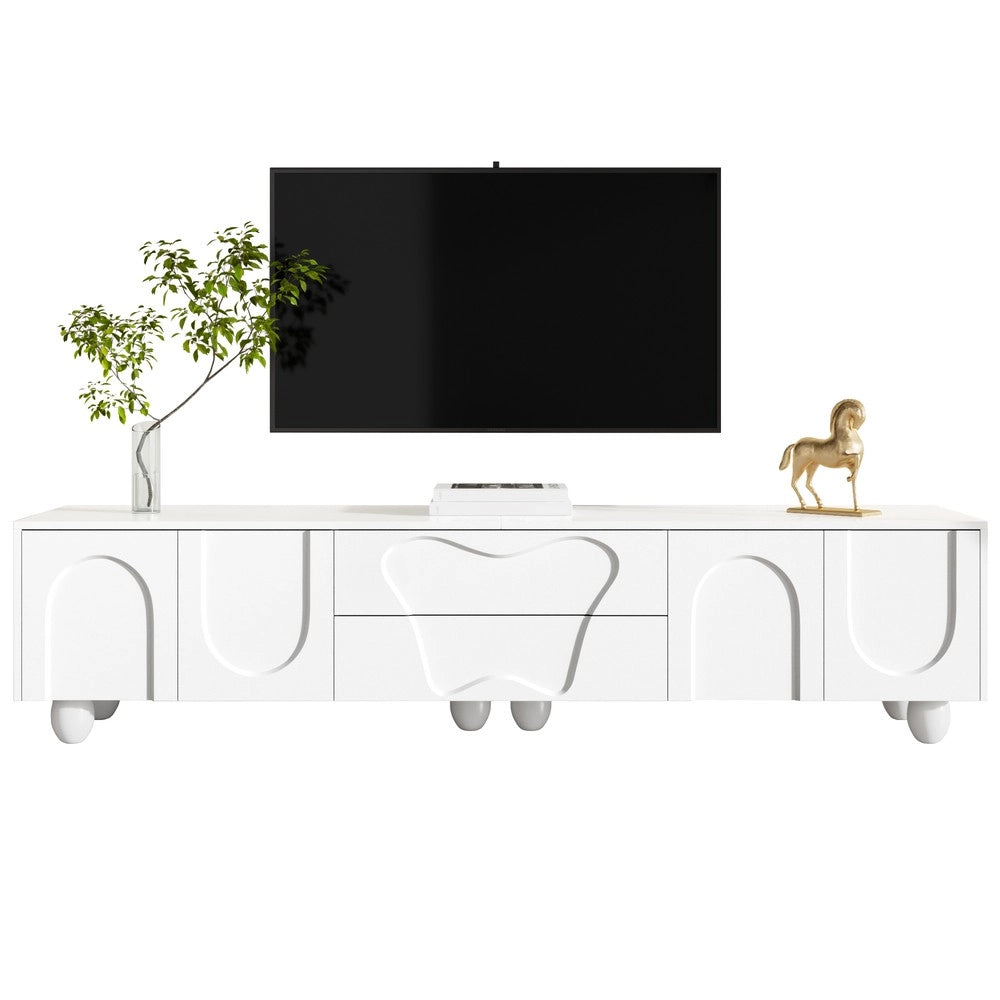 Mobile TV con Gambe in Legno ¨C Xylo ¨C Bianco, 180 cm