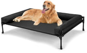 Letto esterno per cani grandi, letto per cani con ventilazione e cuscino rimovibile, letto per cani lavabile, nero 104 x 69 x 23 cm