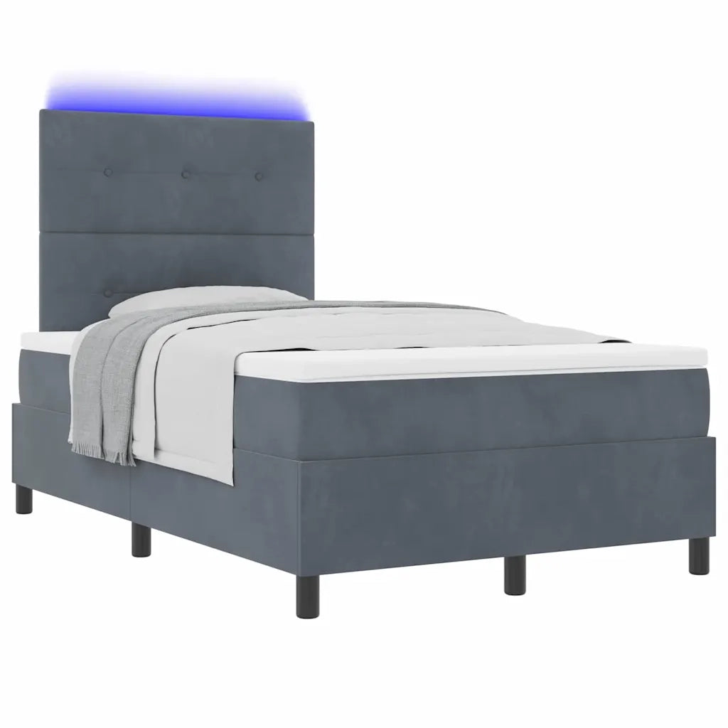 Letto a Sorgente LED Grigio scuro 120 x 200 cm Velluto 3343305