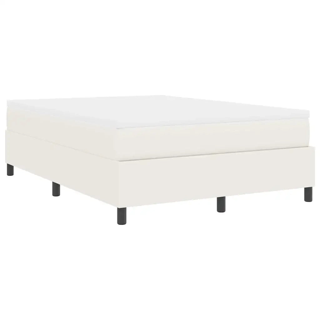 Letto a molle Crema e Bianco 140 x 200 cm Tessuto in Cords 3337469