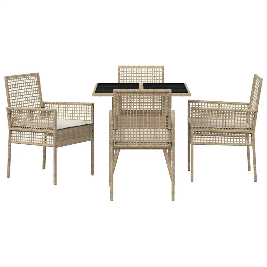Set da Pranzo per Giardino 5 pcs Beige polyrattan 3334932