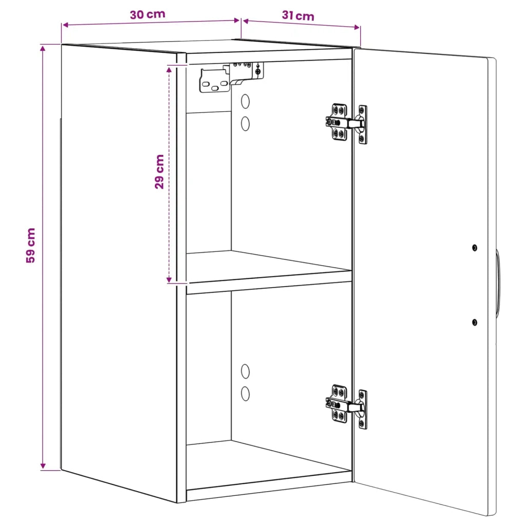 Armadio da bagno a muro HOORN Rovere Fumo 30 x 31 x 59 cm 897250