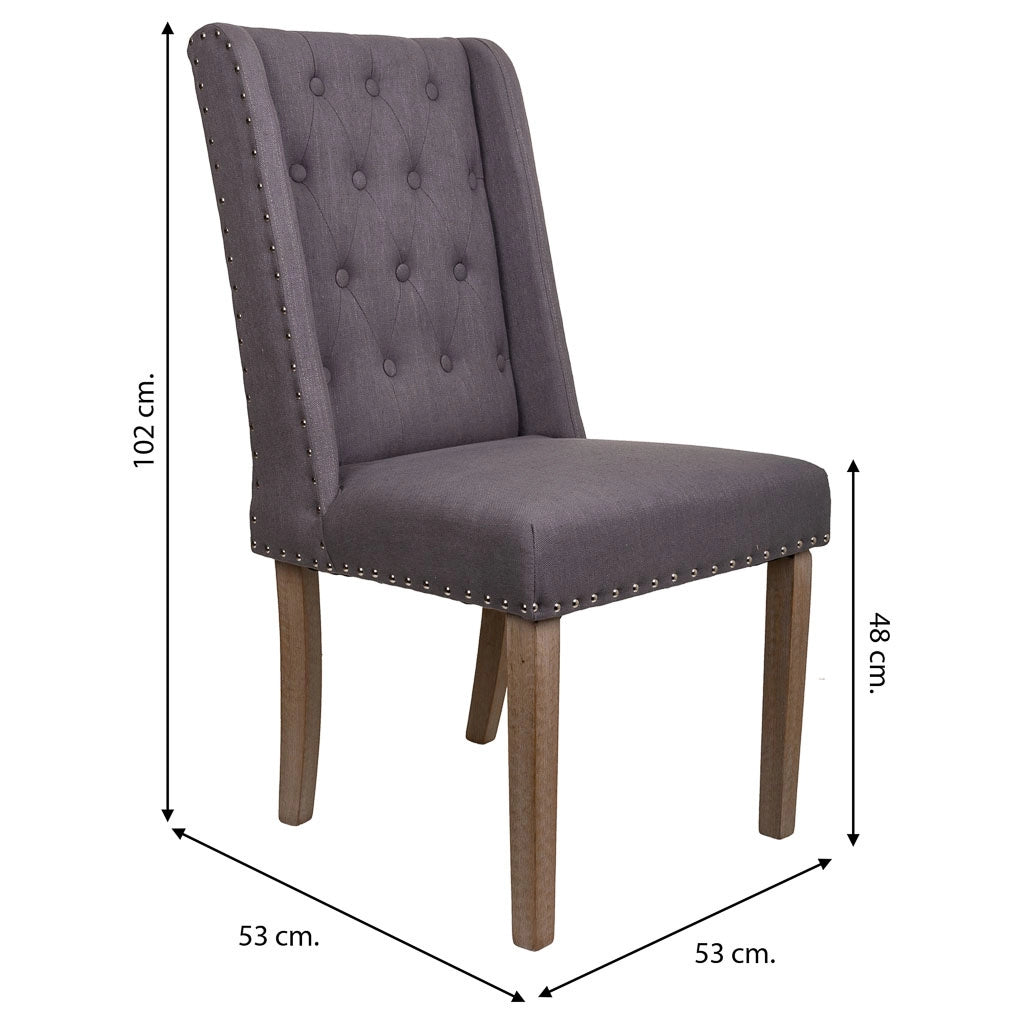 Sedia in legno imbottita grigia 53x53x48/102h