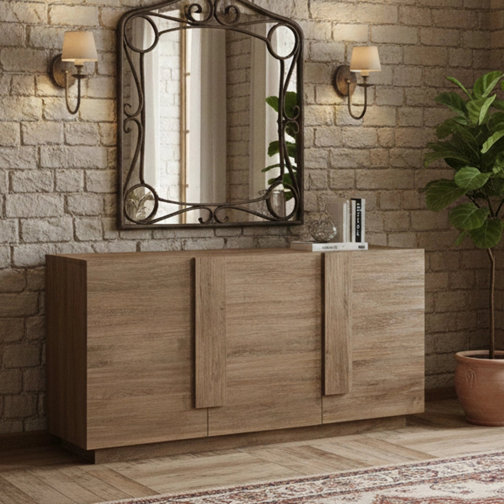 Madia Malosco, Credenza 3 Ripiani, 182x44x90h cm Marrone Rovere
