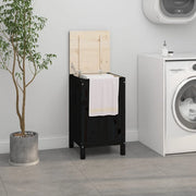 Contenitore per Bucato Nero 44x44x76 cm Legno Massello Pino 823578