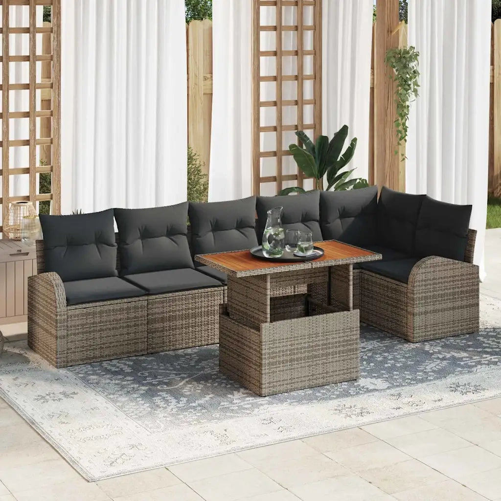 Set Divano da Giardino 7 pcs Grigio Poly Rattan 3358330