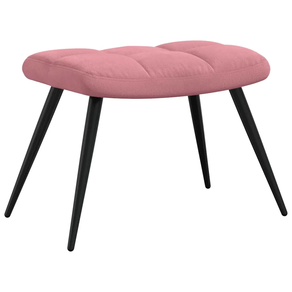 Divano Sedia-Poltrona Relax con Poggiapiedi Rosa in Velluto 602677