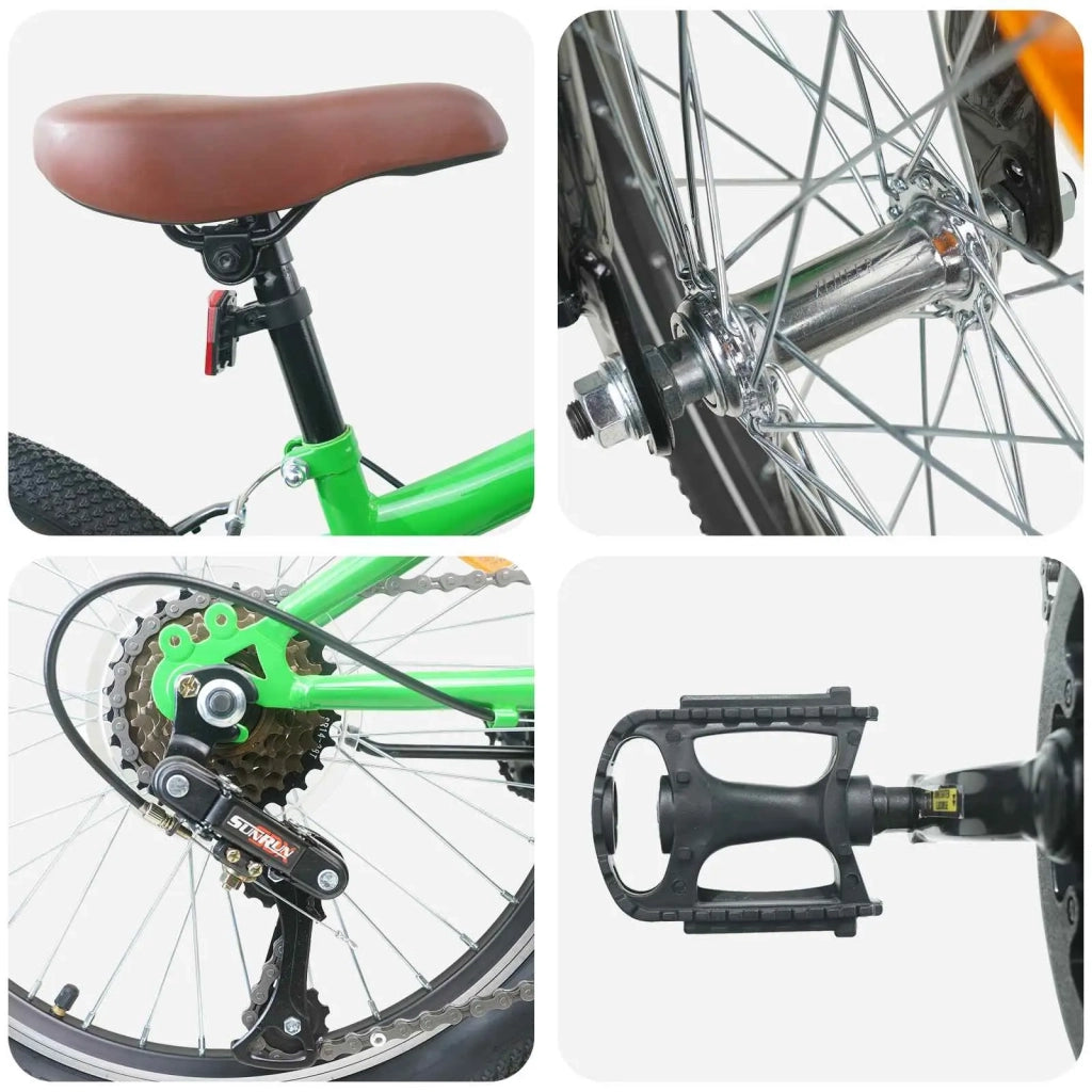 Kids Mountain Bike 24 Pollici 6-Speed per 8-12 anni Verde