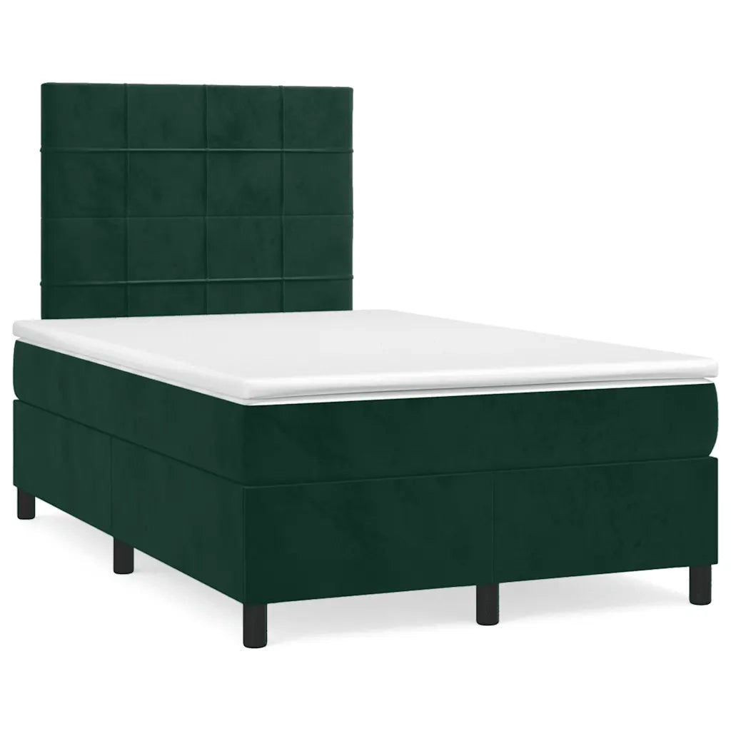 Giroletto a Molle con Materasso Verde Scuro 120x200 cm Velluto