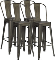 Sedie in Metallo da 76 cm, Set di 4 Sedie da Bar, Sedie in Metallo con Schienale Rimovibile, Sedie da Bar Laterali, per Interni ed Esterni