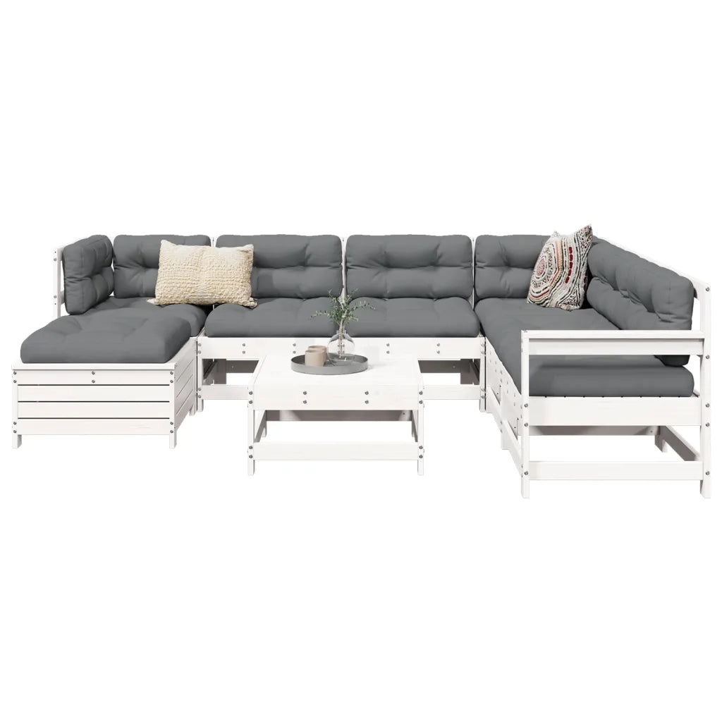 Set Divani da Giardino 8 pz in Legno Massello di Pino Bianco 3250573