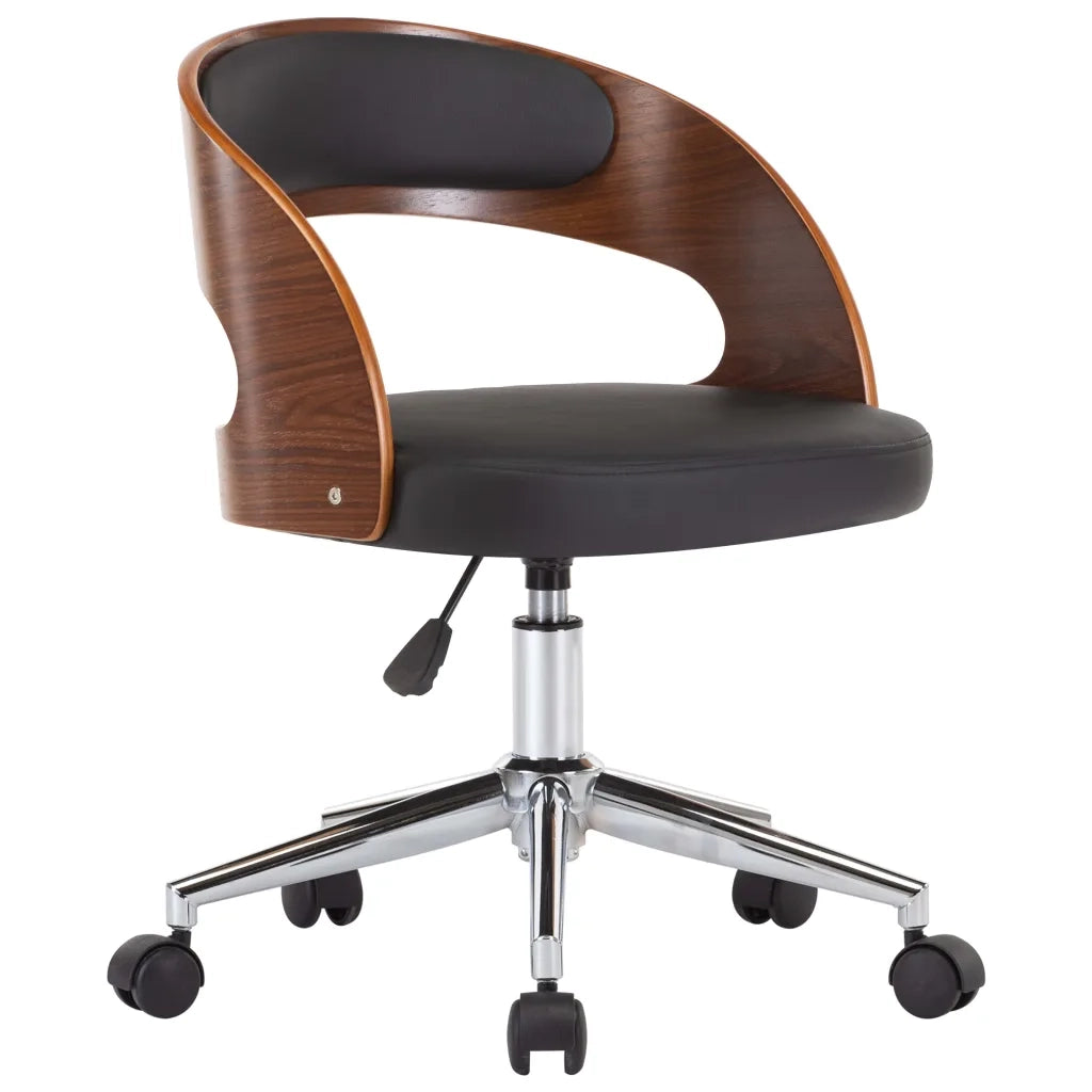 Sedia da Ufficio Girevole Nera in Legno Piegato e Similpelle cod mxl 27573