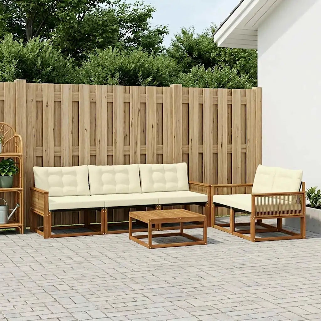 Set di divani da esterno con cuscino 7 pcs Naturale e Crema