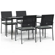 Set Pranzo da Giardino 5pz | Set Salotto da Giardino con Cuscini in Polyrattan e Acciaio