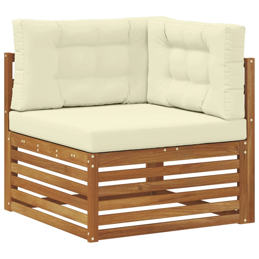 Set divani 11 pcs Naturale e Crema Legno di Acacia Massello 3374230