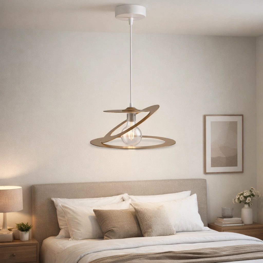 Lampadario Sospensione Metallo Taglio Laser 40 cm 1 luce  E27 Tortora