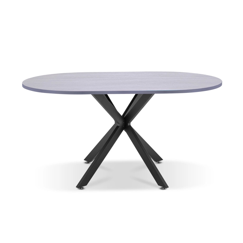 Marui - Tavolo da pranzo ovale in legno e metallo con piede centrale Kiso 180x100 cm - grigio effetto legno