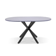Marui - Tavolo da pranzo ovale in legno e metallo con piede centrale Kiso 180x100 cm - grigio effetto legno