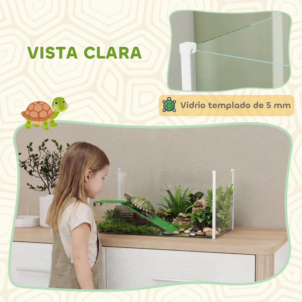 Terrario per Tartarughe con Rampa ¨C zephmum ¨C Bianco 60x35x28 cm