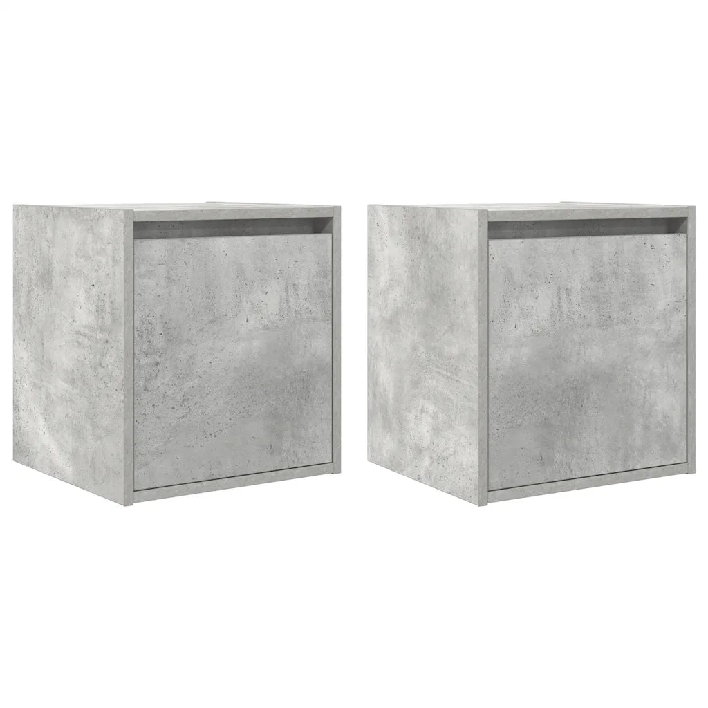 Comodini a Muro 2 pz Grigio Cemento 38x34x40 cm