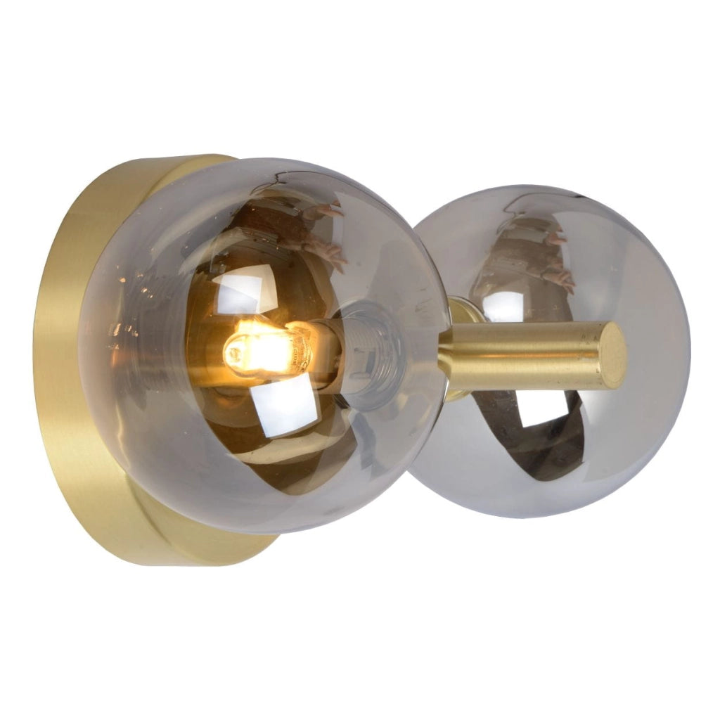 Applique Lucide Tycho 2 luci G9 28W ottone vetro fumé