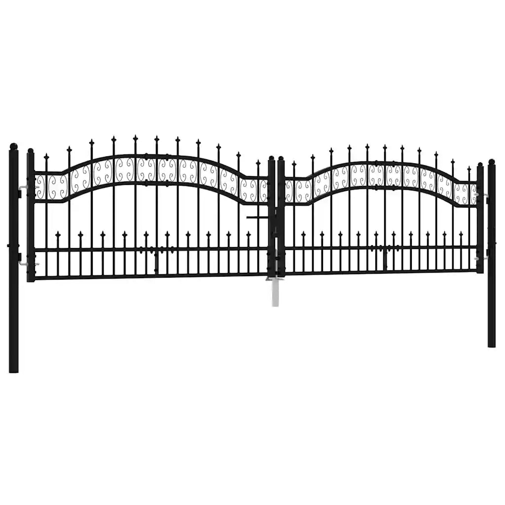 Cancello per recinzione Kampen con punta a lancia Nero 302x78 cm in acciaio 151094