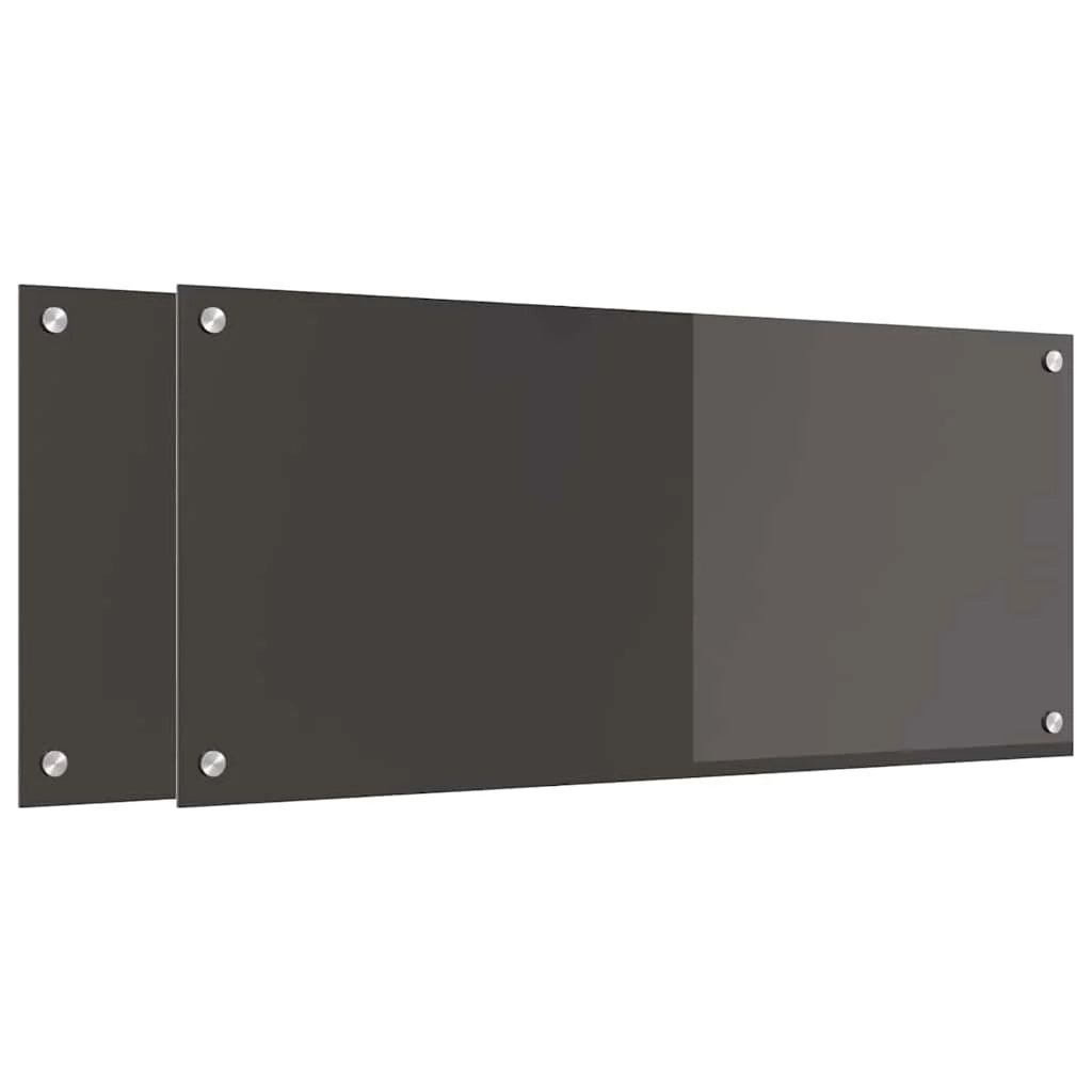 Set di 2 paraschizzi da cucina dal design moderno 90 x 40 cm resistenti e resistenti al calore in vetro temperato grigio scuro 02_0056244