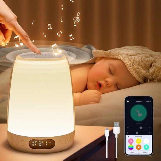 Lampada notturna per bambini con sveglia app RGB+10 livelli di luminosità e altro