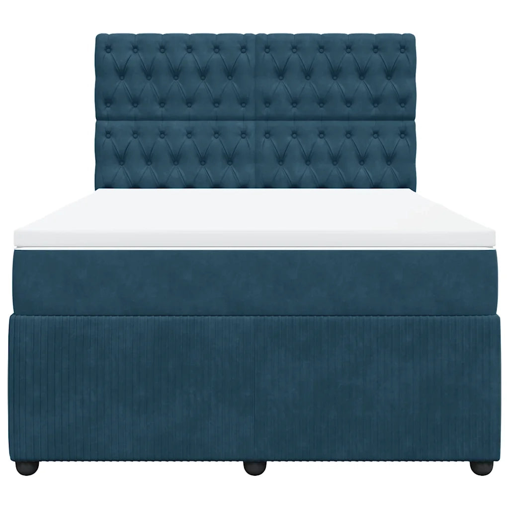 Giroletto a Molle con Materasso Blu Scuro 160x200 cm in Velluto 3292392