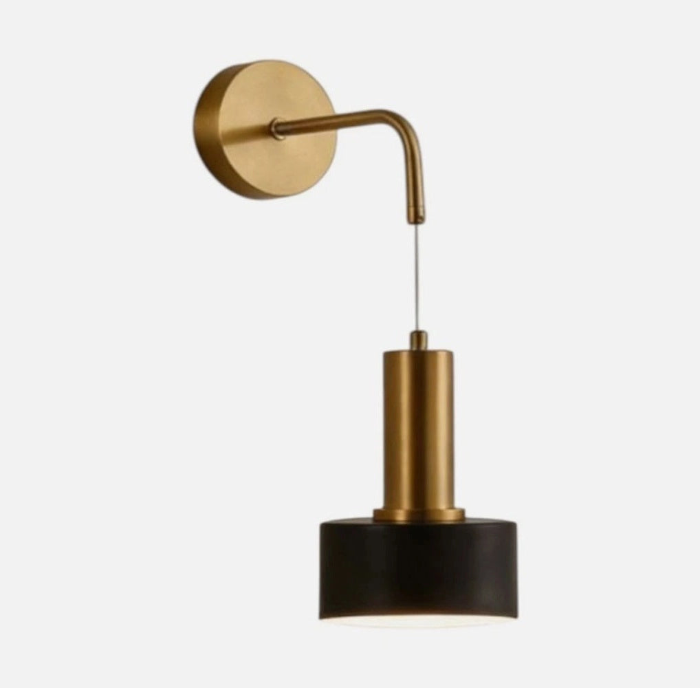 Applique da Parete Moderna Ottone e Nero E27 Altezza Regolabile 100cm Lampada Design Minimal per Camera Letto Soggiorno