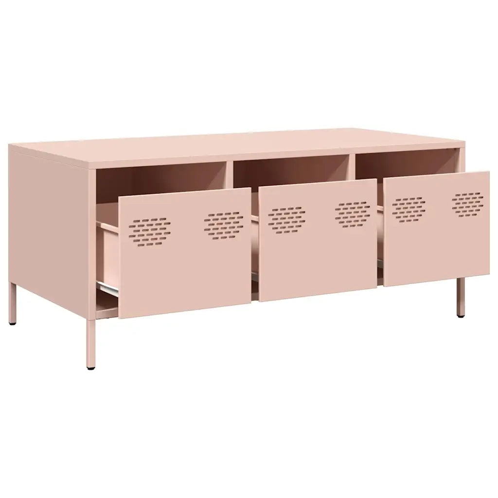Tavolino Rosa 101,5x50x43,5 cm in Acciaio Laminato a Freddo