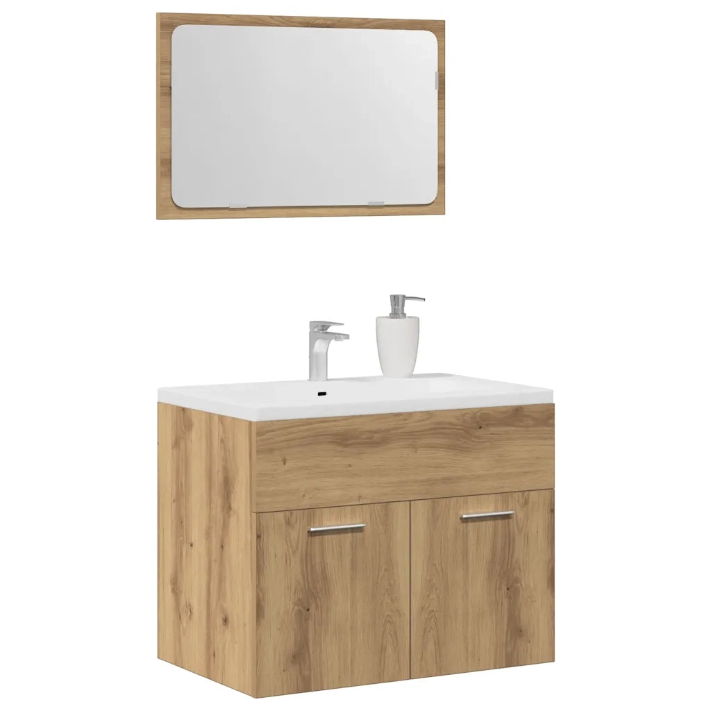 Set Mobili da Bagno 2 pz Rovere Artigianale Legno Multistrato