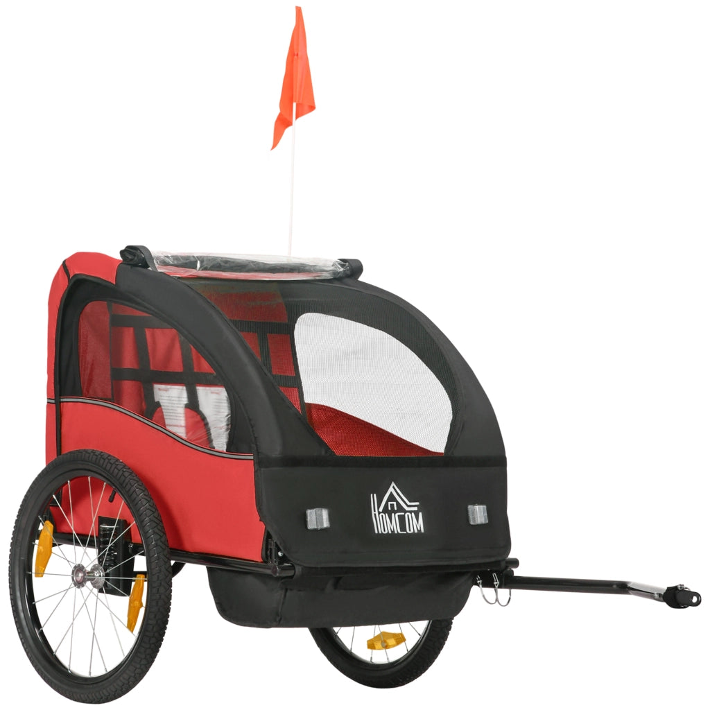 Rimorchio Bicicletta per Bambini +18 Mesi ¨C Xylo ¨C Sistema Ammortizzatori Cintura Sicurezza 140x88x90 cm Rosso