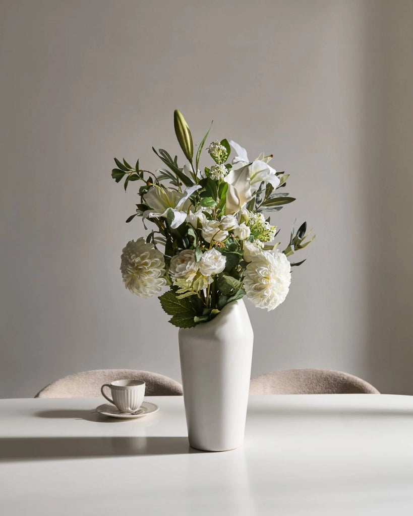Bouquet di fiori artificiali bianco decorativo finto 67 cm Decorazione da tavolo Soggiorno Sala da pranzo