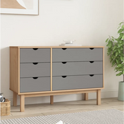 Cassettiera OTTA Marrone e Grigio 111x43x73,5 cm Legno di Pino 348586