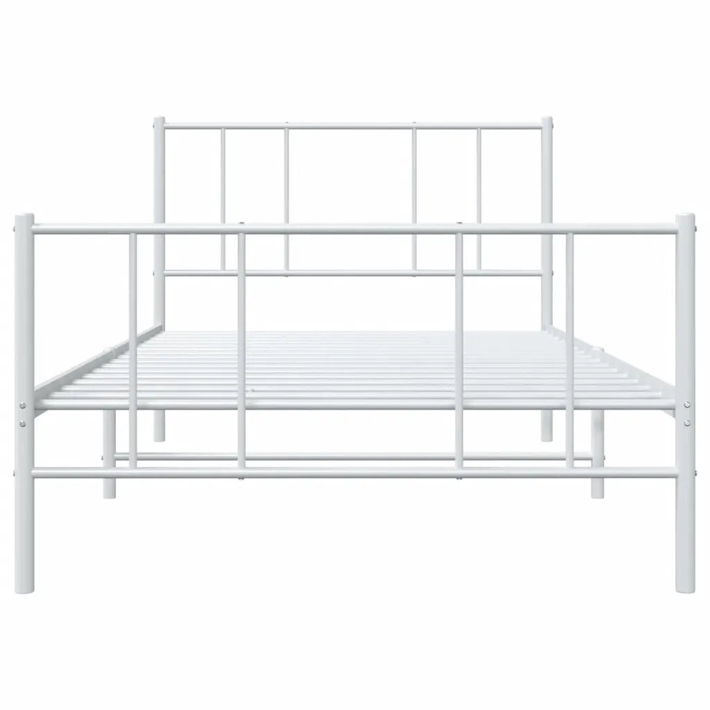 Letto singolo | Letto per adulti | Giroletto con Testiera e Pediera Metallo Bianco 107x203 cm