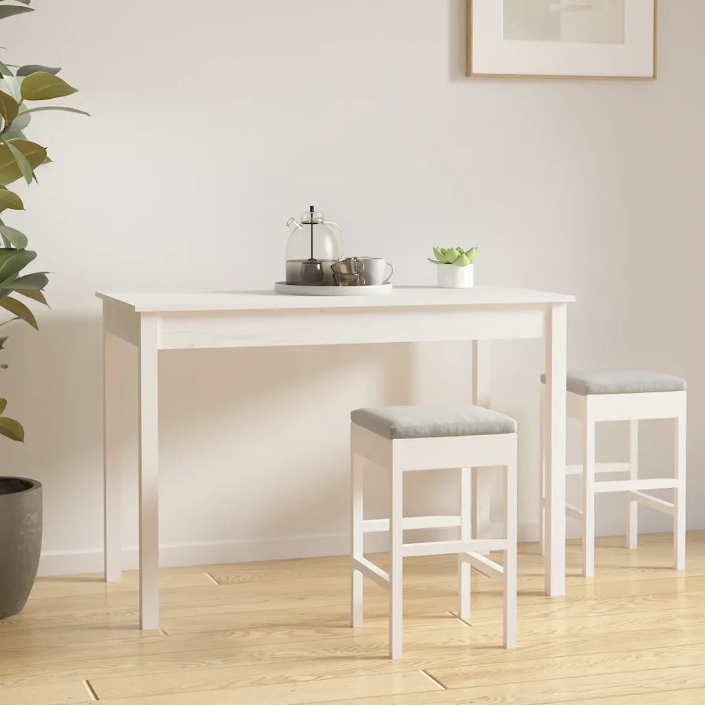 Tavolo da Pranzo Bianco 110x55x75 cm in Legno Massello di Pino cod mxl 19905