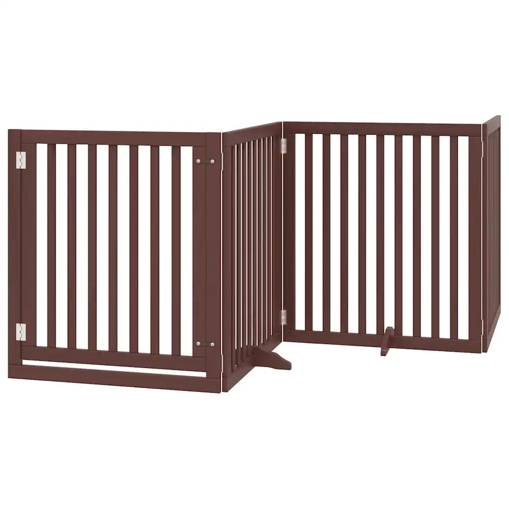 Cancello Cani Porta Pieghevole Marrone 12 Pannelli 960cm Pioppo CFW4336030