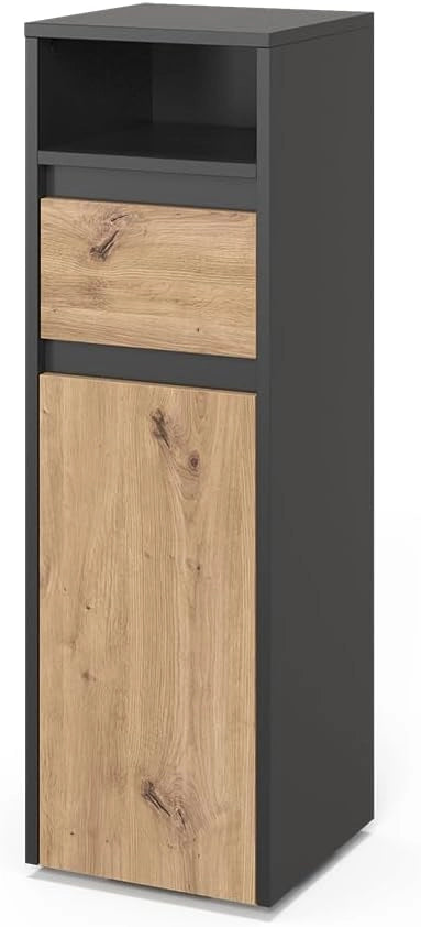 Mobiletto bagno Majest, Bianco lucido, 30.2 x 96.3 cm, per la conservazione di accessori da bagno e combinabile
