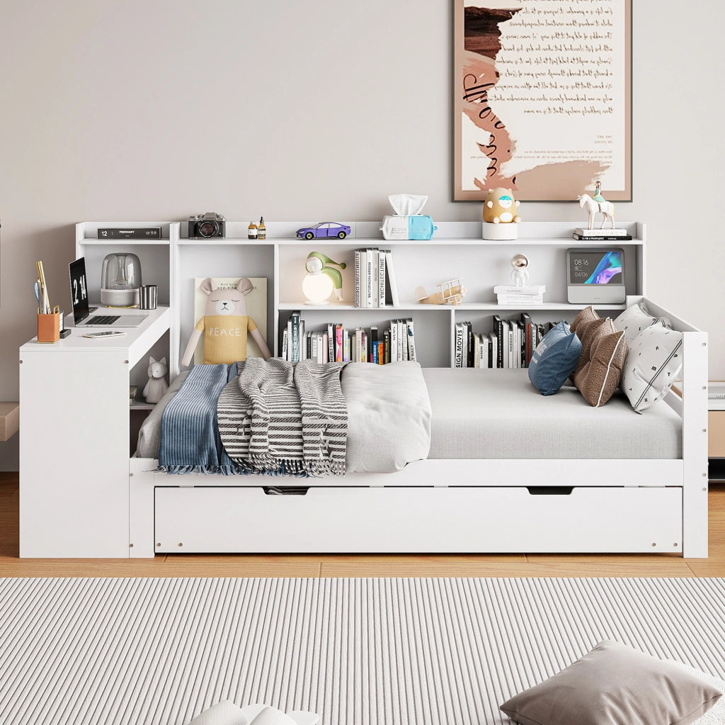 Letto multifunzione 90x200 cm con letto estraibile e scrivania