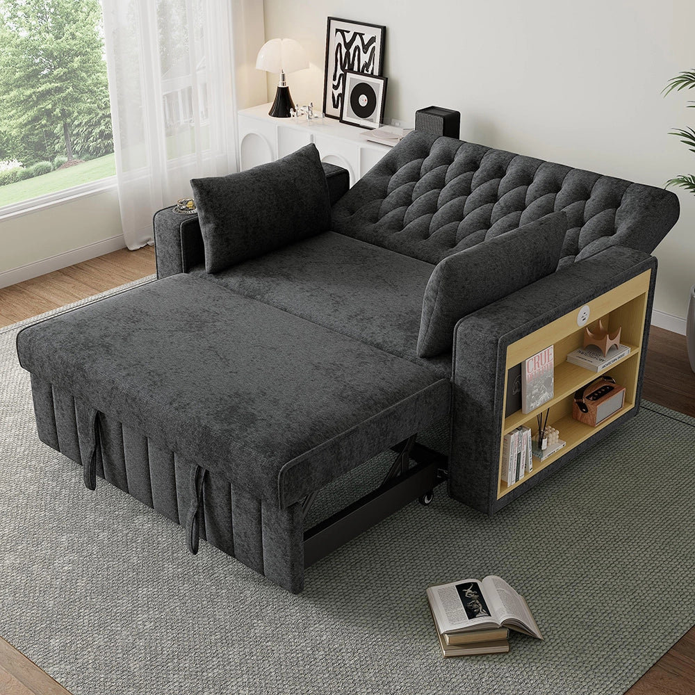 Divano letto multifunzione - Xylo - Con USB e ripostiglio, grigio