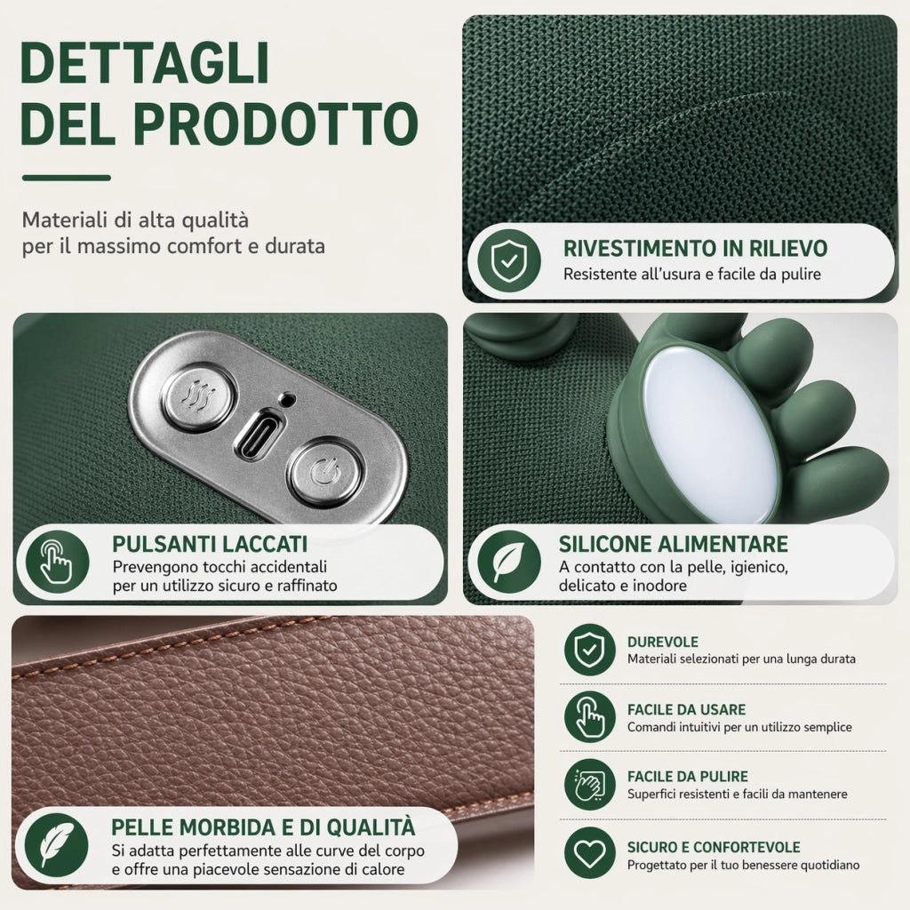 Massaggiatore Per Collo Cervicale e Spalle 4D Shiatsu Con Calore Senza Fili USB