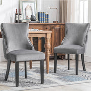 SEDIA da pranzo in velluto grigio con gambe in legno massello