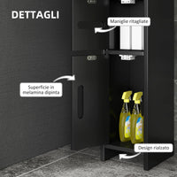 Mobile a Colonna da Bagno 15x17x120 cm Design Compatto Salvaspazio Nero