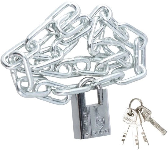 Ferramenta di sicurezza per catene, catena di sicurezza con chiusura, set di chiusura catena, catene per biciclette, catena per motociclette, protezione contro la furto, chiusura per biciclette, per porte, motociclette, biciclette, cancelli (80 cm)