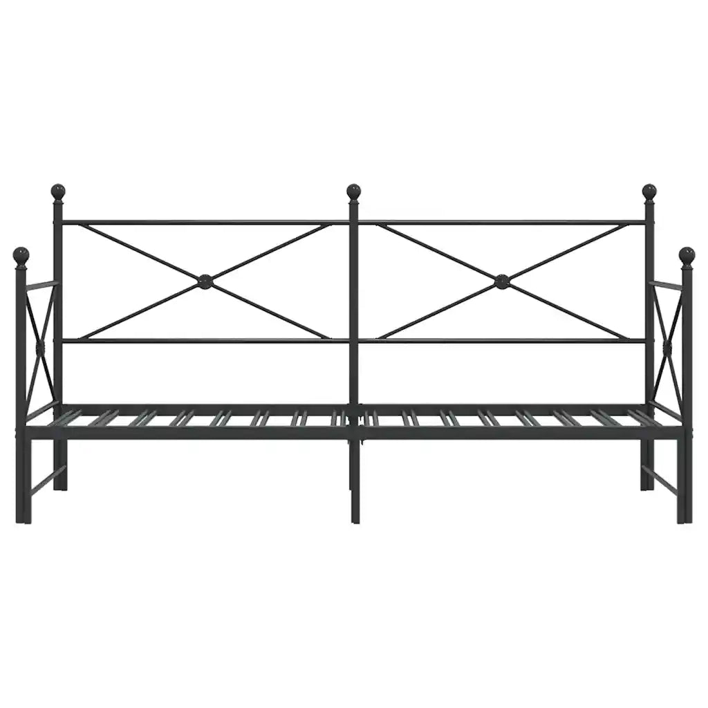 Divano letto | Sof¨¤ letto | Letto singolo Estraibile senza Materasso Nero 75x190 cm Acciaio